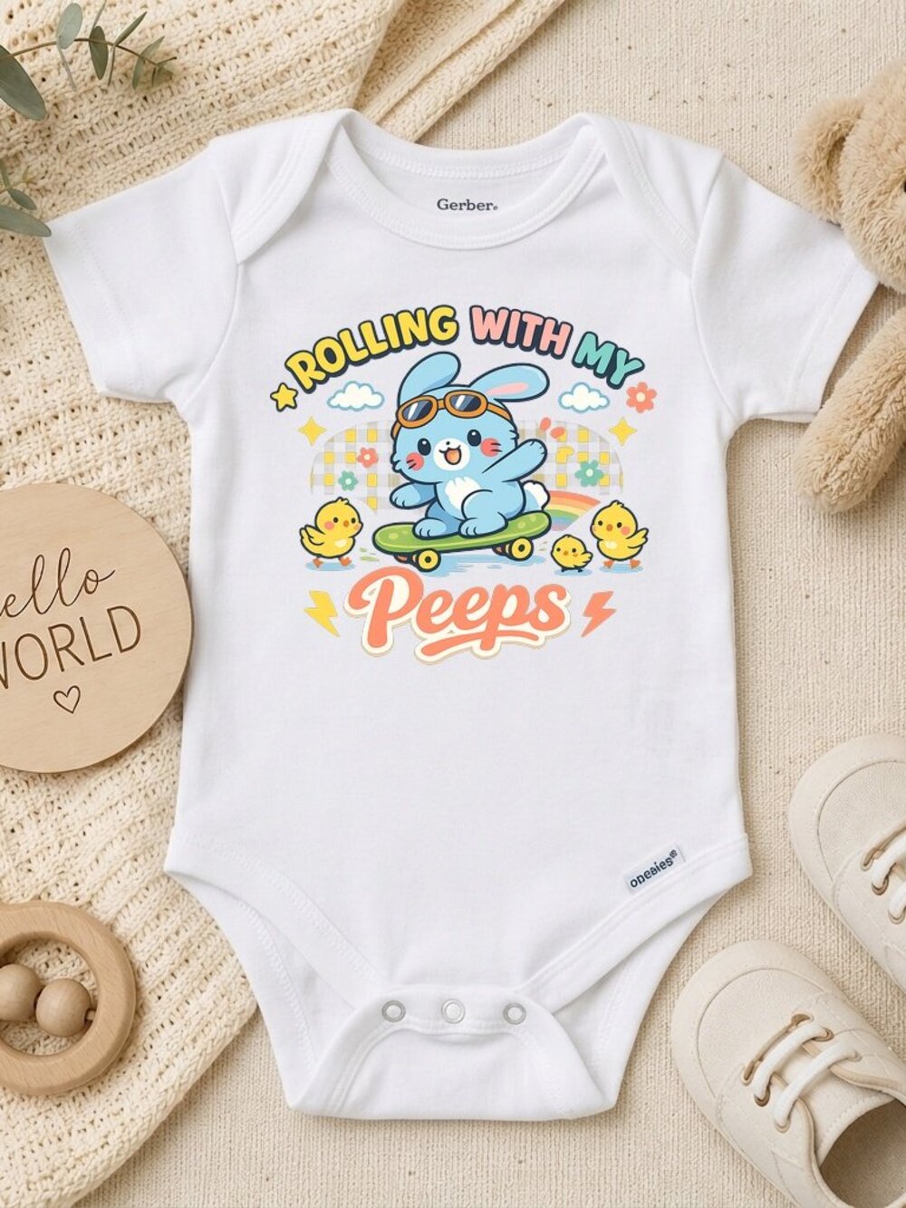 Funny Easter Hipster Natural Baby Bunny Easter Gift ONESIE®